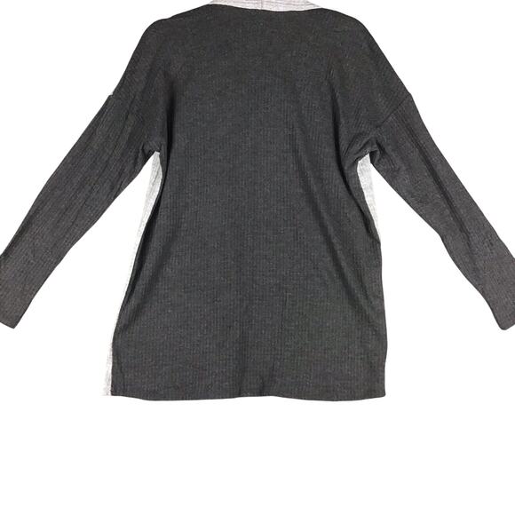 Bobeau Women’s M Gray Colorblock Waffle Knit Open Front Cardigan Sweater - Picture 3 of 13